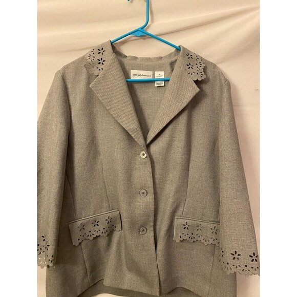 Alfred Dunner Womens Gray Blazer Suit Jacket womens Plus Size 18 Cute Design - Picture 1 of 3